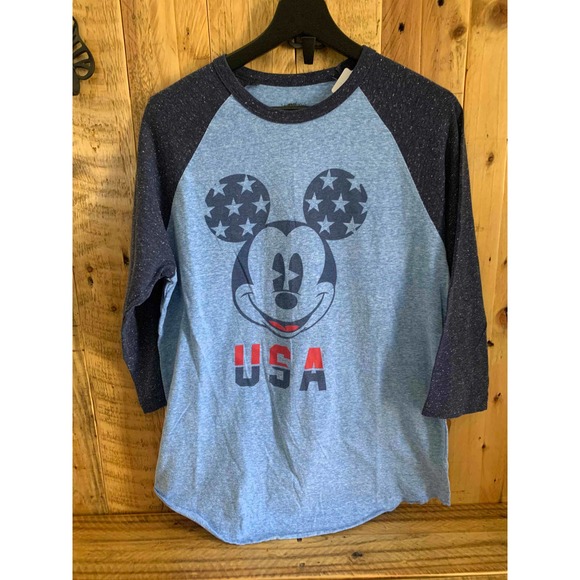 Disney Mickey Mouse Long Sleeve USA Gray shirt - M - Picture 1 of 2
